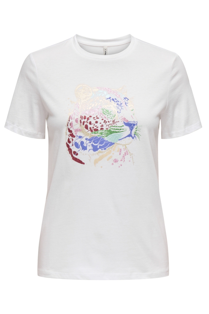ONLLUCIA LIFE REG S/S TOP JRS 15324866 BRIGHT WHITE/MULTICOLOUR LEO